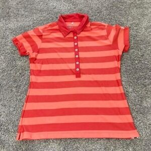 Nike Golf Tour Performance Dri-FIT Striped Polo Shirt Red Orange Womens Medium